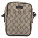 GUCCI GG Supreme Shoulder Bag PVC Beige Silver 122754 Auth 207351A-13