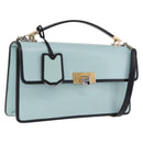Balenciaga Hand Bag Leather 2way Light Blue Gold Silver Auth 207361A-1