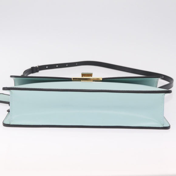 Balenciaga Hand Bag Leather 2way Light Blue Gold Silver Auth 207361A