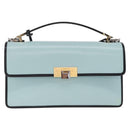 Balenciaga Hand Bag Leather 2way Light Blue Gold Silver Auth 207361A-2