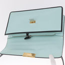Balenciaga Hand Bag Leather 2way Light Blue Gold Silver Auth 207361A-21
