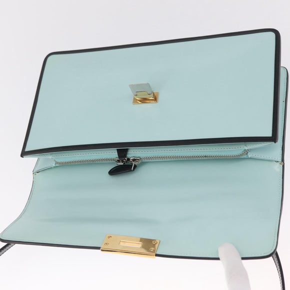 Balenciaga Hand Bag Leather 2way Light Blue Gold Silver Auth 207361A