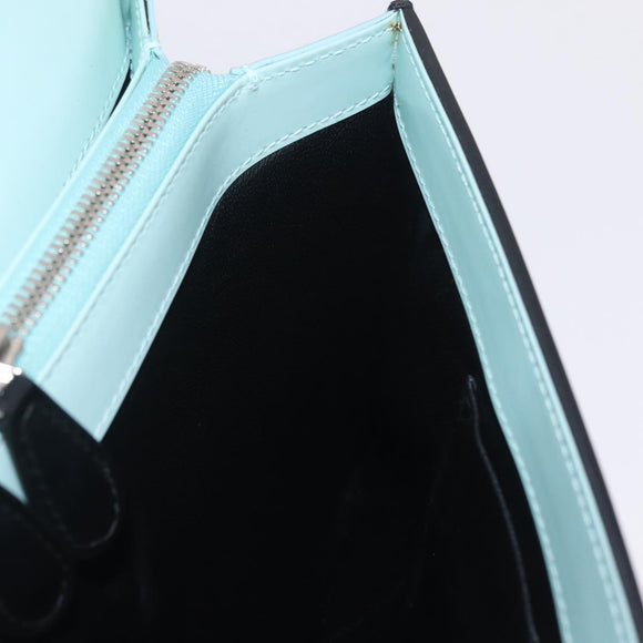 Balenciaga Hand Bag Leather 2way Light Blue Gold Silver Auth 207361A