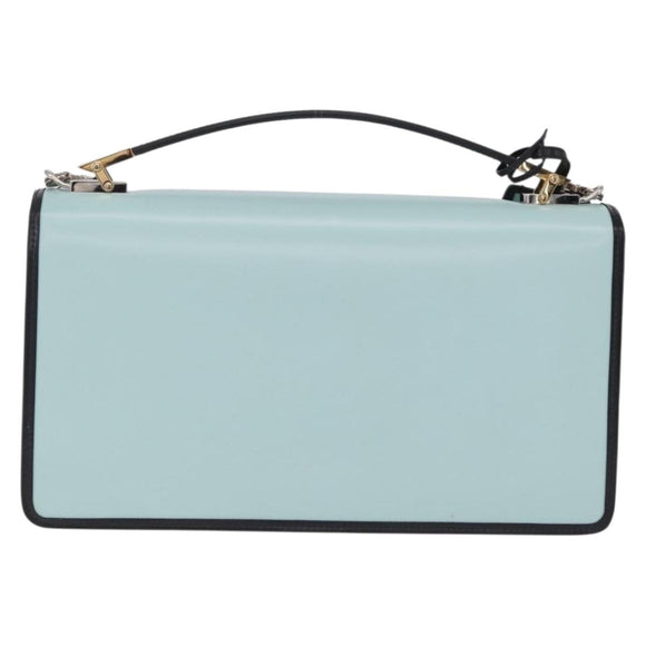 Balenciaga Hand Bag Leather 2way Light Blue Gold Silver Auth 207361A