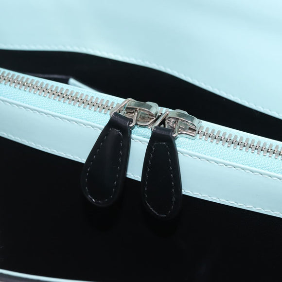 Balenciaga Hand Bag Leather 2way Light Blue Gold Silver Auth 207361A