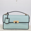 Balenciaga Hand Bag Leather 2way Light Blue Gold Silver Auth 207361A-36
