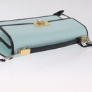 Balenciaga Hand Bag Leather 2way Light Blue Gold Silver Auth 207361A-6