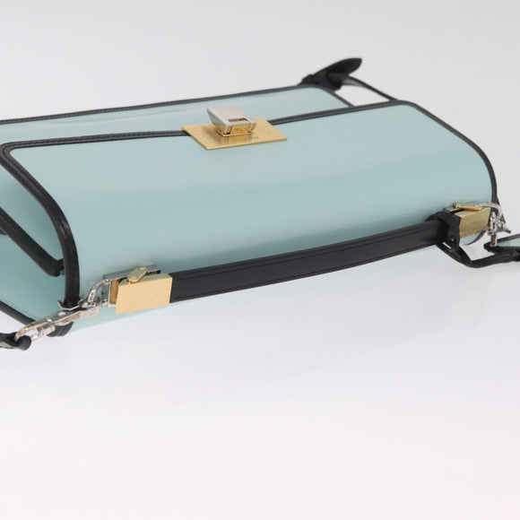 Balenciaga Hand Bag Leather 2way Light Blue Gold Silver Auth 207361A