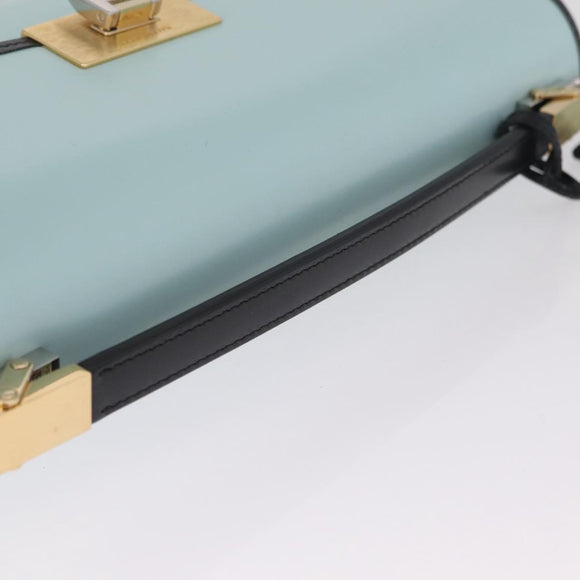 Balenciaga Hand Bag Leather 2way Light Blue Gold Silver Auth 207361A