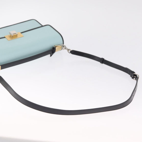 Balenciaga Hand Bag Leather 2way Light Blue Gold Silver Auth 207361A