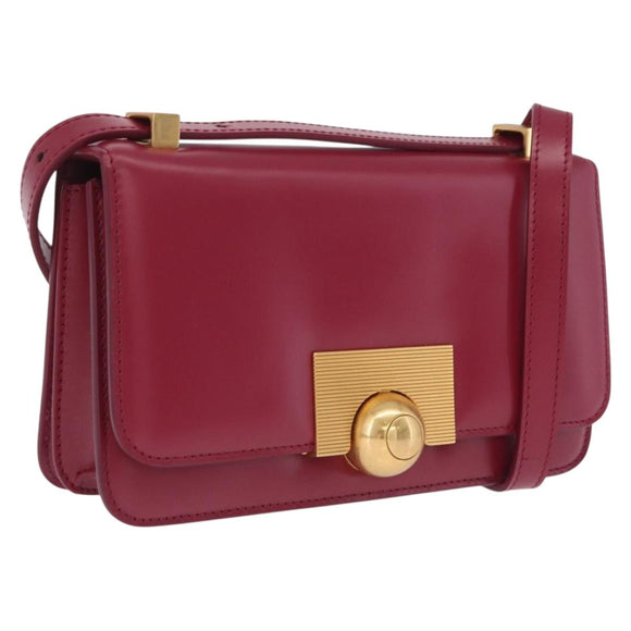 Bottega Veneta Shoulder Bag Leather Red Gold Auth 207362V