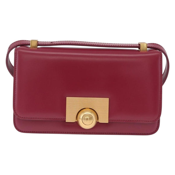 Bottega Veneta Shoulder Bag Leather Red Gold Auth 207362V