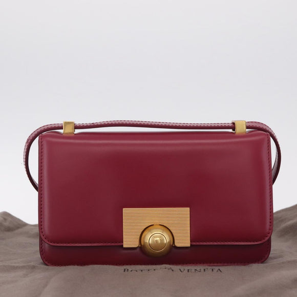 Bottega Veneta Shoulder Bag Leather Red Gold Auth 207362V