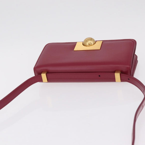 Bottega Veneta Shoulder Bag Leather Red Gold Auth 207362V