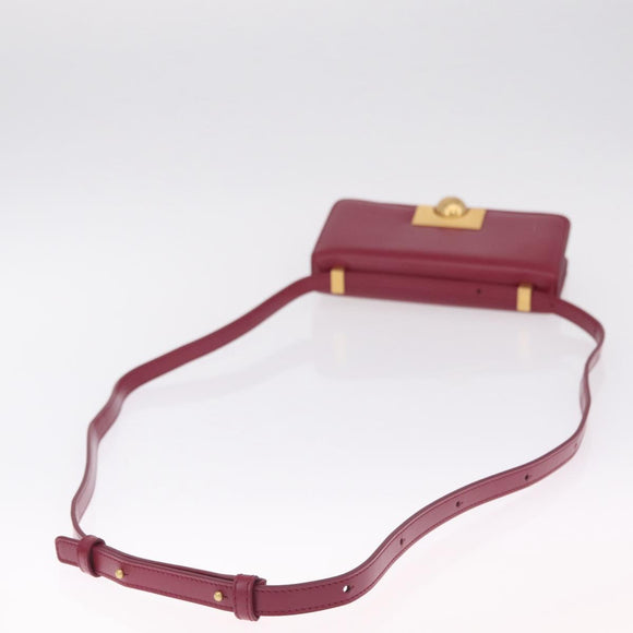 Bottega Veneta Shoulder Bag Leather Red Gold Auth 207362V