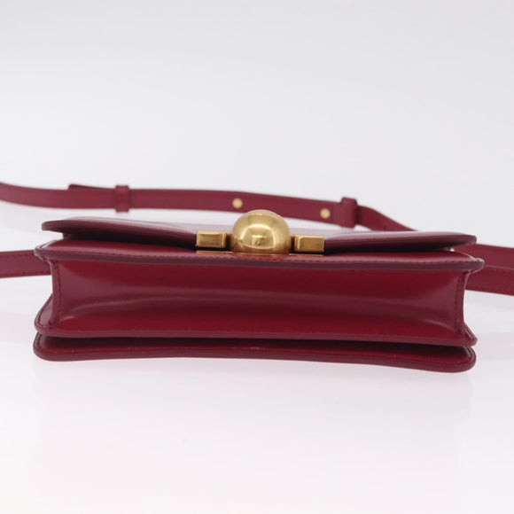 Bottega Veneta Shoulder Bag Leather Red Gold Auth 207363V