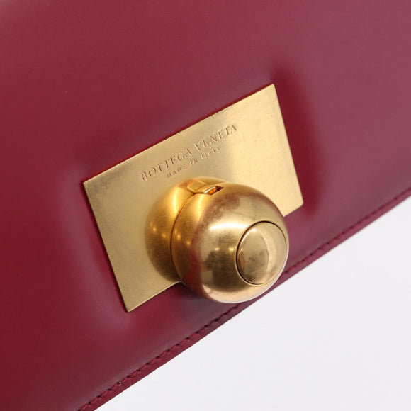 Bottega Veneta Shoulder Bag Leather Red Gold Auth 207363V