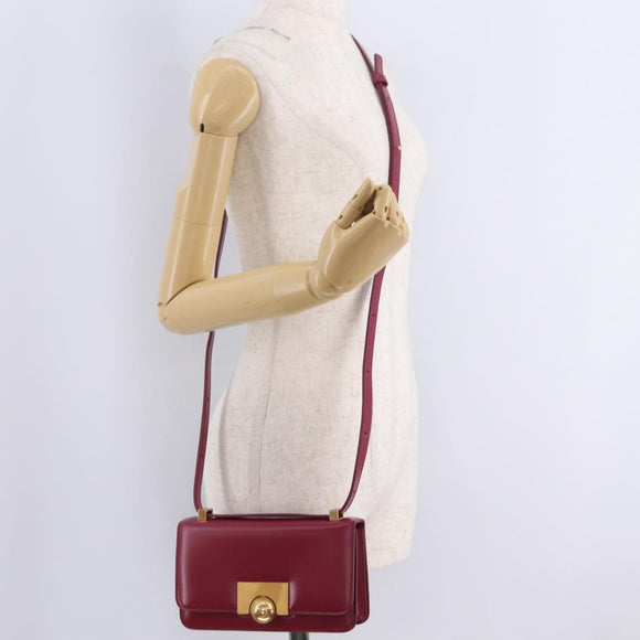 Bottega Veneta Shoulder Bag Leather Red Gold Auth 207363V