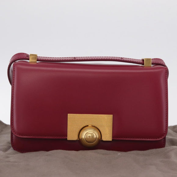Bottega Veneta Shoulder Bag Leather Red Gold Auth 207363V