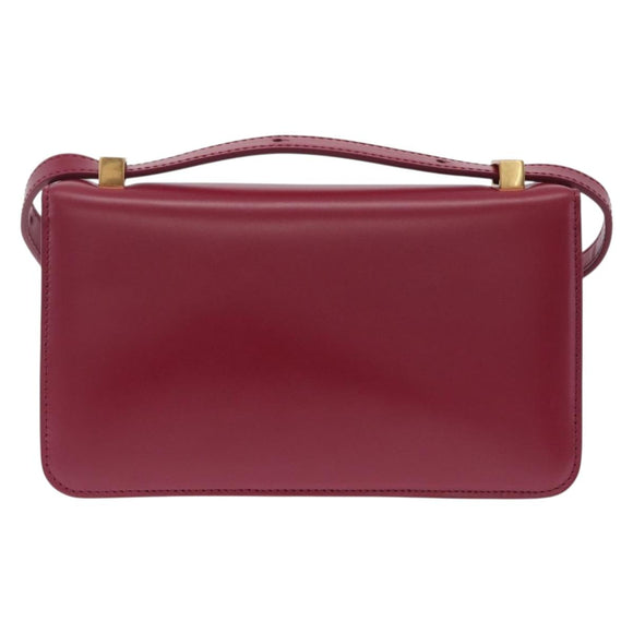 Bottega Veneta Shoulder Bag Leather Red Gold Auth 207363V