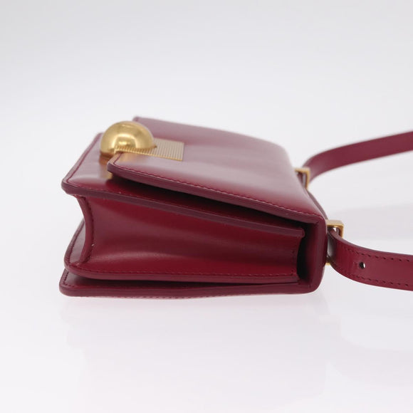 Bottega Veneta Shoulder Bag Leather Red Gold Auth 207363V