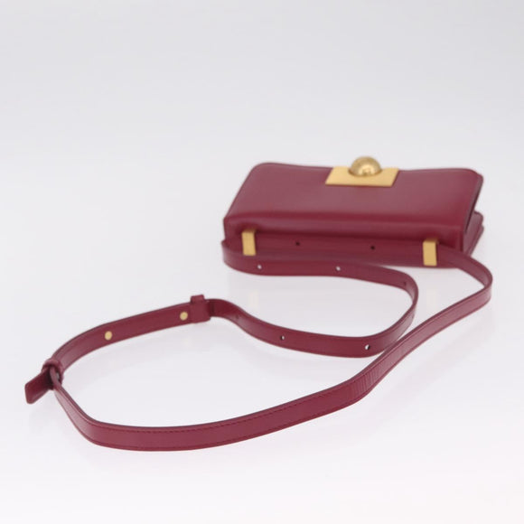 Bottega Veneta Shoulder Bag Leather Red Gold Auth 207363V