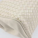 FENDI Hand Bag Leather White Gold Auth 207365-13