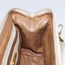 FENDI Hand Bag Leather White Gold Auth 207365-19