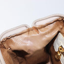 FENDI Hand Bag Leather White Gold Auth 207365-21