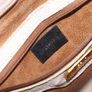 FENDI Hand Bag Leather White Gold Auth 207365-24