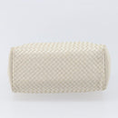 FENDI Hand Bag Leather White Gold Auth 207365-9