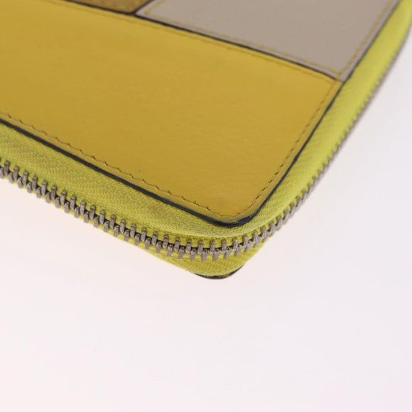 LOEWE Puzzle Anagram Wallet Leather Yellow Silver Auth 207366