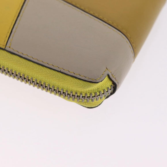 LOEWE Puzzle Anagram Wallet Leather Yellow Silver Auth 207366