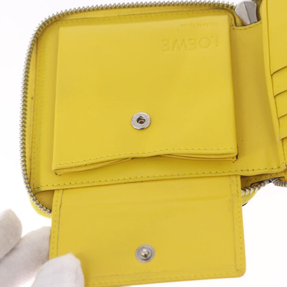 LOEWE Puzzle Anagram Wallet Leather Yellow Silver Auth 207366