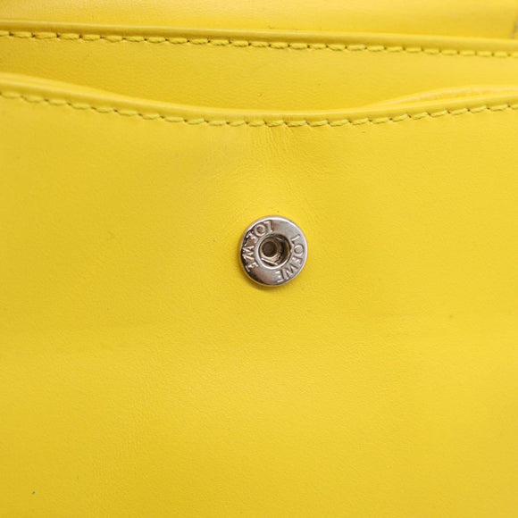 LOEWE Puzzle Anagram Wallet Leather Yellow Silver Auth 207366