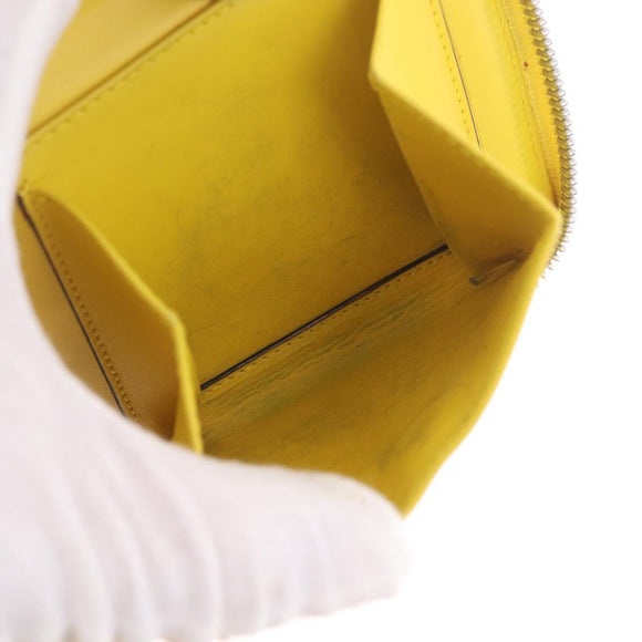 LOEWE Puzzle Anagram Wallet Leather Yellow Silver Auth 207366