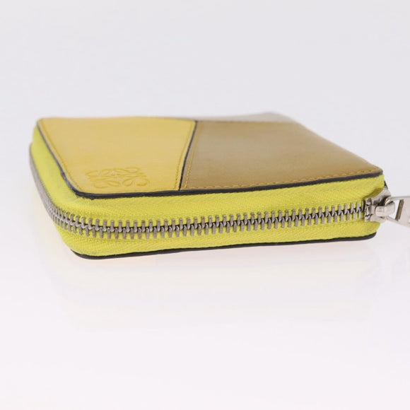 LOEWE Puzzle Anagram Wallet Leather Yellow Silver Auth 207366