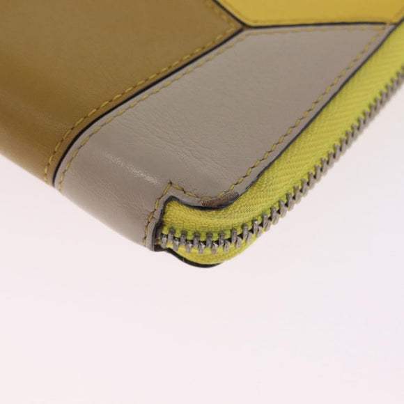 LOEWE Puzzle Anagram Wallet Leather Yellow Silver Auth 207366