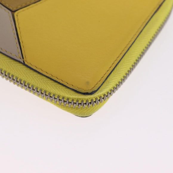 LOEWE Puzzle Anagram Wallet Leather Yellow Silver Auth 207366