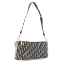Christian Dior Trotter Canvas Oblique Shoulder Bag Navy Gold Auth 207367SAV-1
