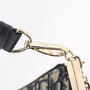Christian Dior Trotter Canvas Oblique Shoulder Bag Navy Gold Auth 207367SAV-13