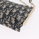 Christian Dior Trotter Canvas Oblique Shoulder Bag Navy Gold Auth 207367SAV-16