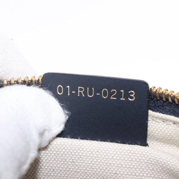 Christian Dior Trotter Canvas Oblique Shoulder Bag Navy Gold Auth 207367SAV