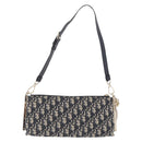 Christian Dior Trotter Canvas Oblique Shoulder Bag Navy Gold Auth 207367SAV-3