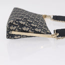 Christian Dior Trotter Canvas Oblique Shoulder Bag Navy Gold Auth 207367SAV-4