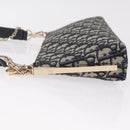 Christian Dior Trotter Canvas Oblique Shoulder Bag Navy Gold Auth 207367SAV-5