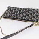Christian Dior Trotter Canvas Oblique Shoulder Bag Navy Gold Auth 207367SAV-6