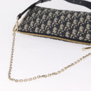 Christian Dior Trotter Canvas Oblique Shoulder Bag Navy Gold Auth 207367SAV-7
