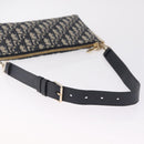 Christian Dior Trotter Canvas Oblique Shoulder Bag Navy Gold Auth 207367SAV-9