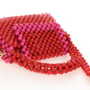 kate Spade Shoulder Bag Beads 2way Red Gold Auth 207369A-6